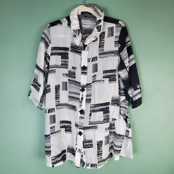 Yushi Ruched Collar Button Front Jacket Size Large - Picture 1 of 6